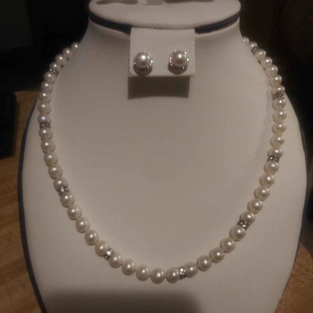 925 sterling silver cz f.wpearl necklaces,earrings